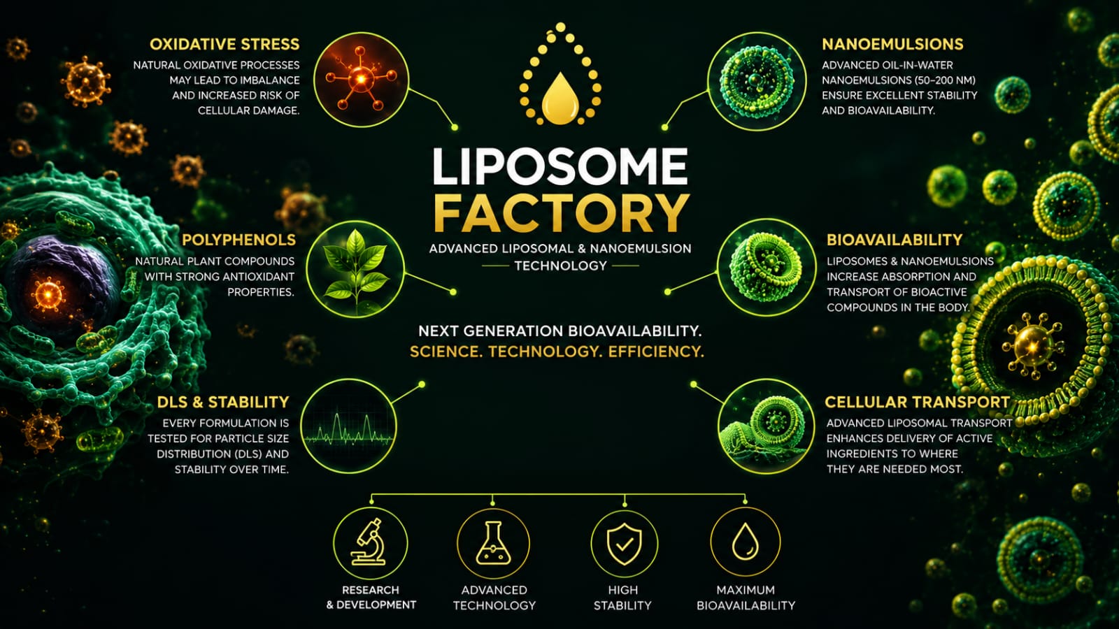 Oxidative stress, antioxidant bioavailability and liposomal technology – Liposome Factory infographic